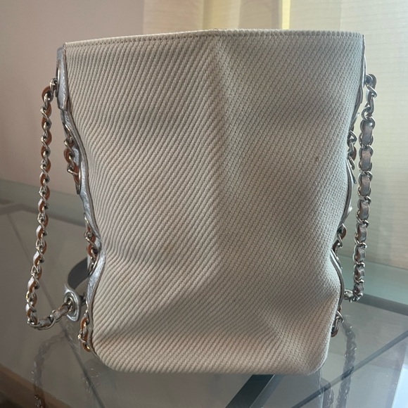 Burberry Blue Label Tote Shoulder Bag Tweed Leather Chain Strap Japan Exclusive - Picture 12 of 17